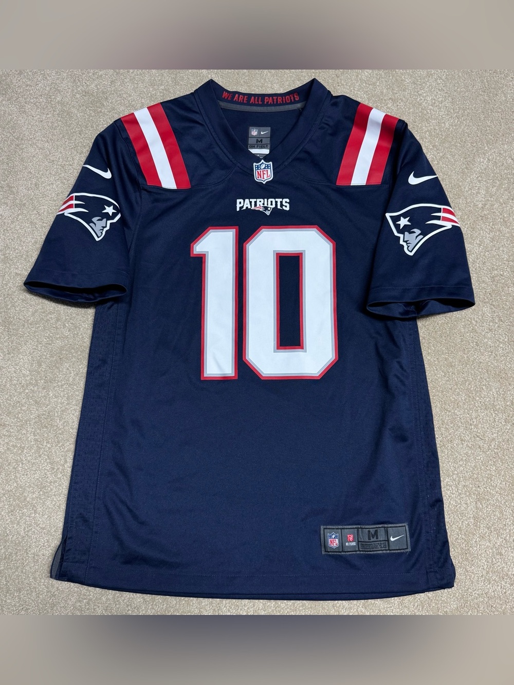 Nike New England Patriots Mac Jones 10 Jersey Mens Medium Navy Blue NFL On Field